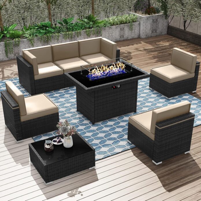 Transforming Our Patio with the KHOLH 8-Piece Fire Pit Sofa Set