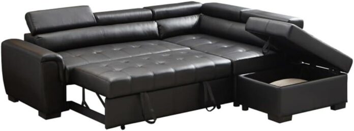 How We Loved the PU Leather L-Shaped Sofa Bed for Family Time