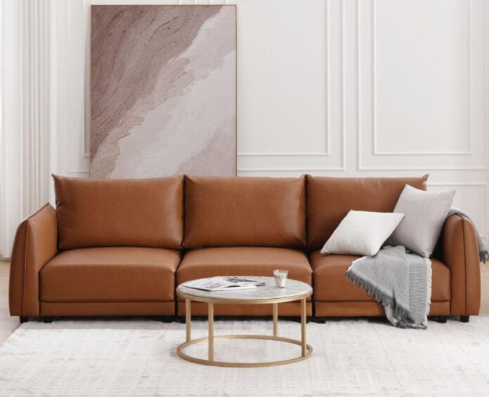 How We Personalized Our Space with the Modular Orange Sectional Sofa