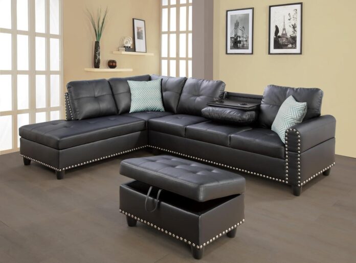 Why We Love Our Stylish 3-Piece Black Faux Leather Sectional