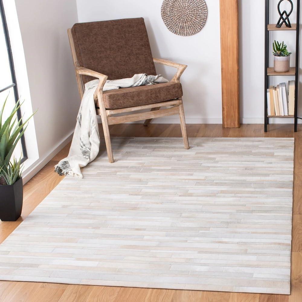 Our Take on ELYSSIA's ⁢Artisan White Stripes Leather Rug