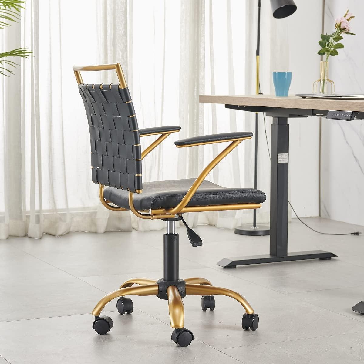 our Take on the Modern​ Black & Gold Leather Office Chair