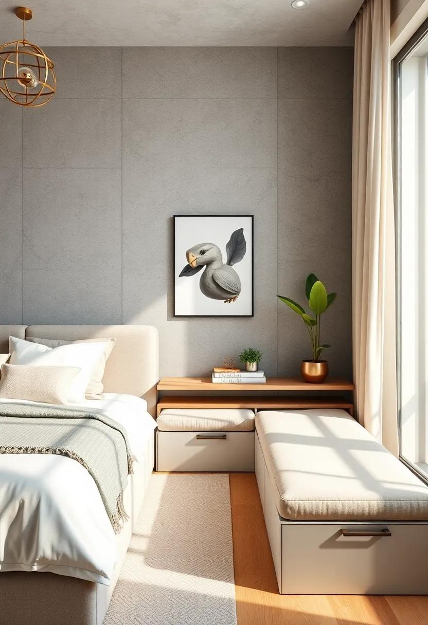 Modern storage benches with ​sleek lines and concealed handles for a minimalist look