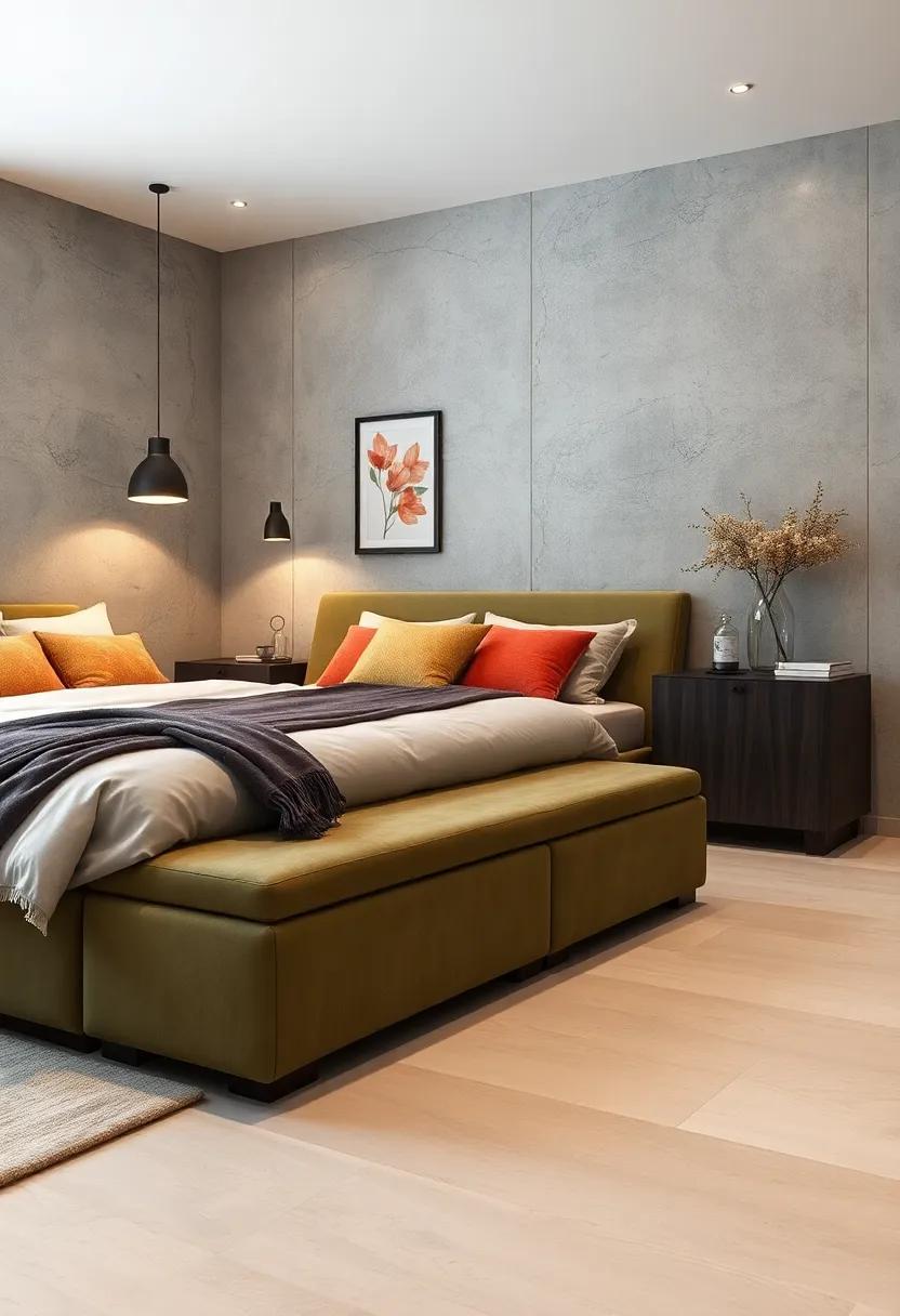 slim storage benches designed to fit perfectly at the foot of narrow beds