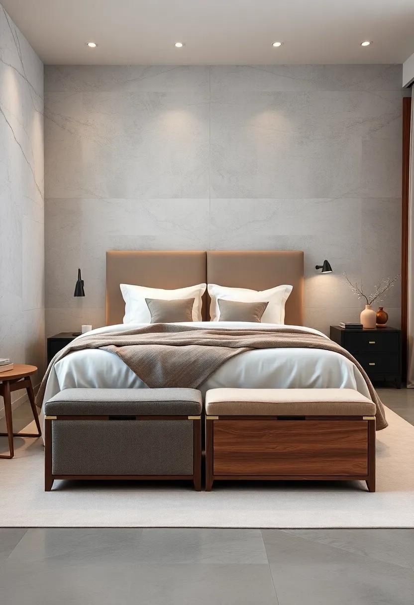 Two-tone storage benches combining ‌wood and⁢ fabric for⁤ a ⁢contemporary touch