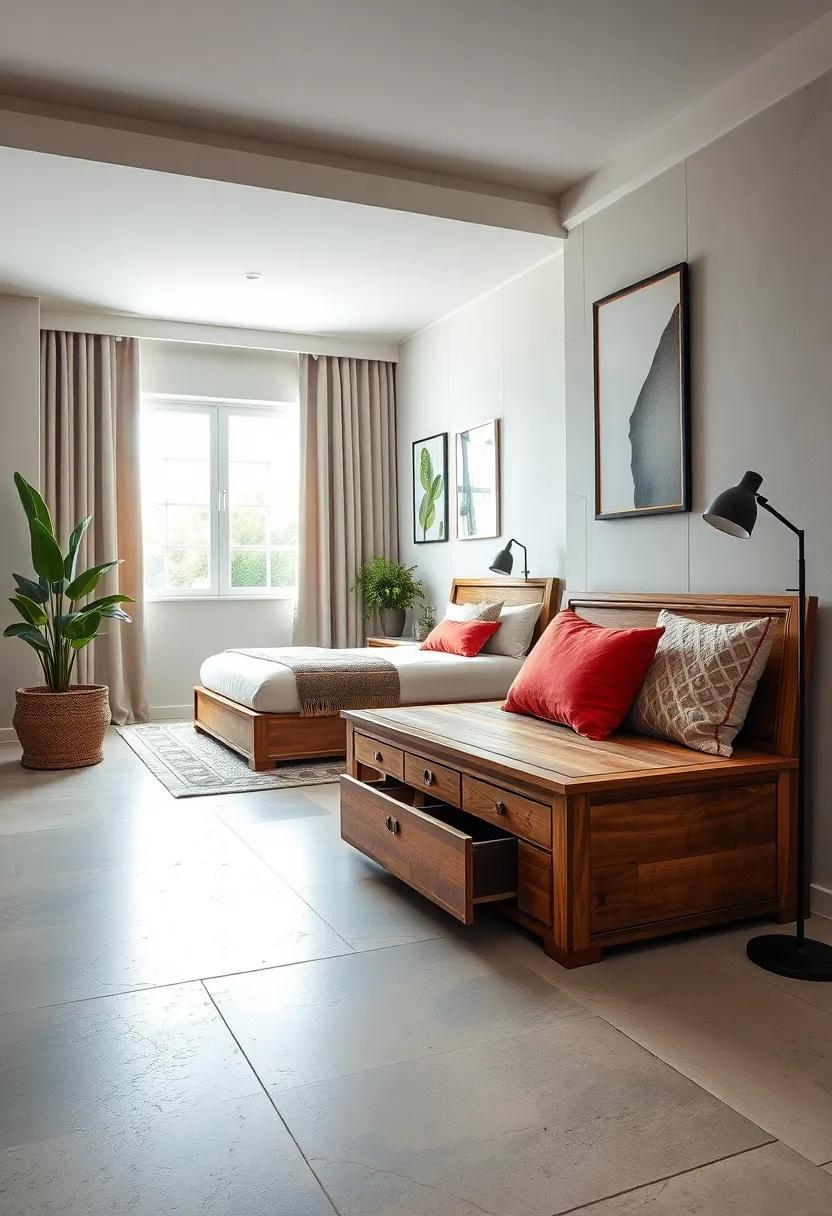 Vintage-inspired wooden storage benches⁣ with built-in drawers for shoe organization