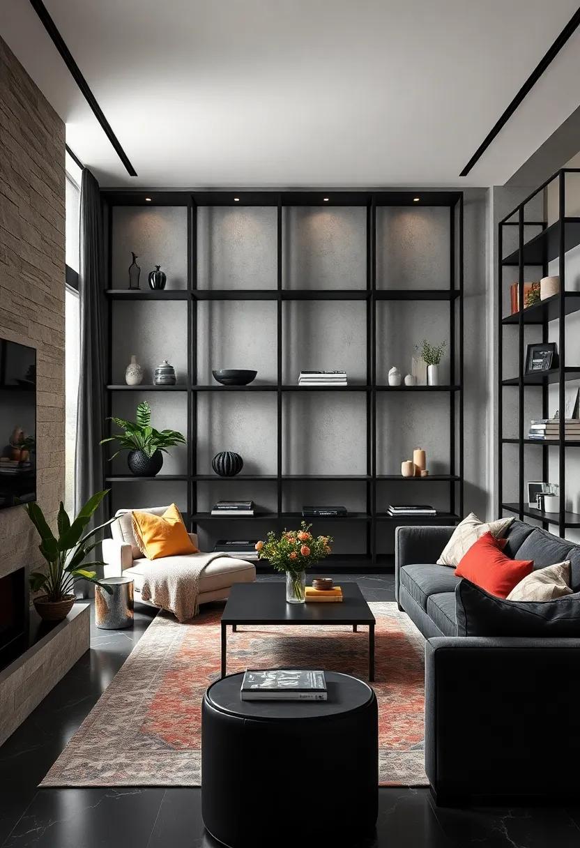 black Steel ‌Shelving‌ units‌ for ‍Functional,Stylish Storage