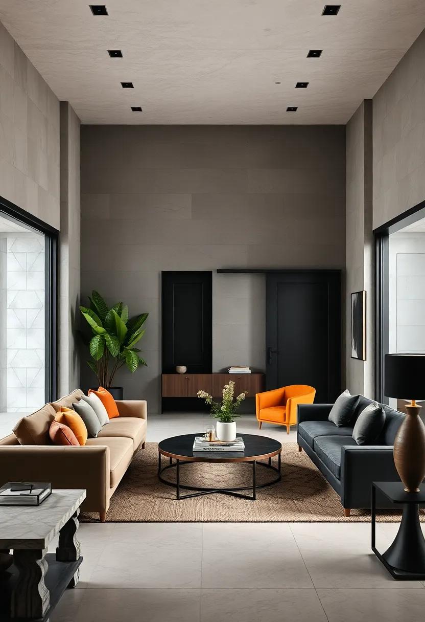 Black Accent doors to create Focal Points ‌in ​Open Spaces