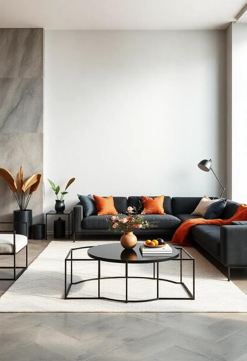 minimalist Black Metal Coffee Tables with Clean Lines