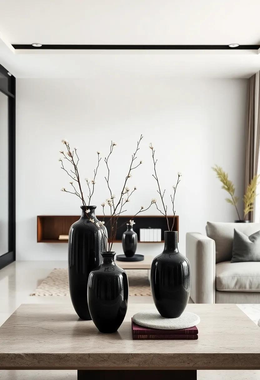 Simple Black ⁣ceramic Vases as⁣ Statement Decorative Pieces