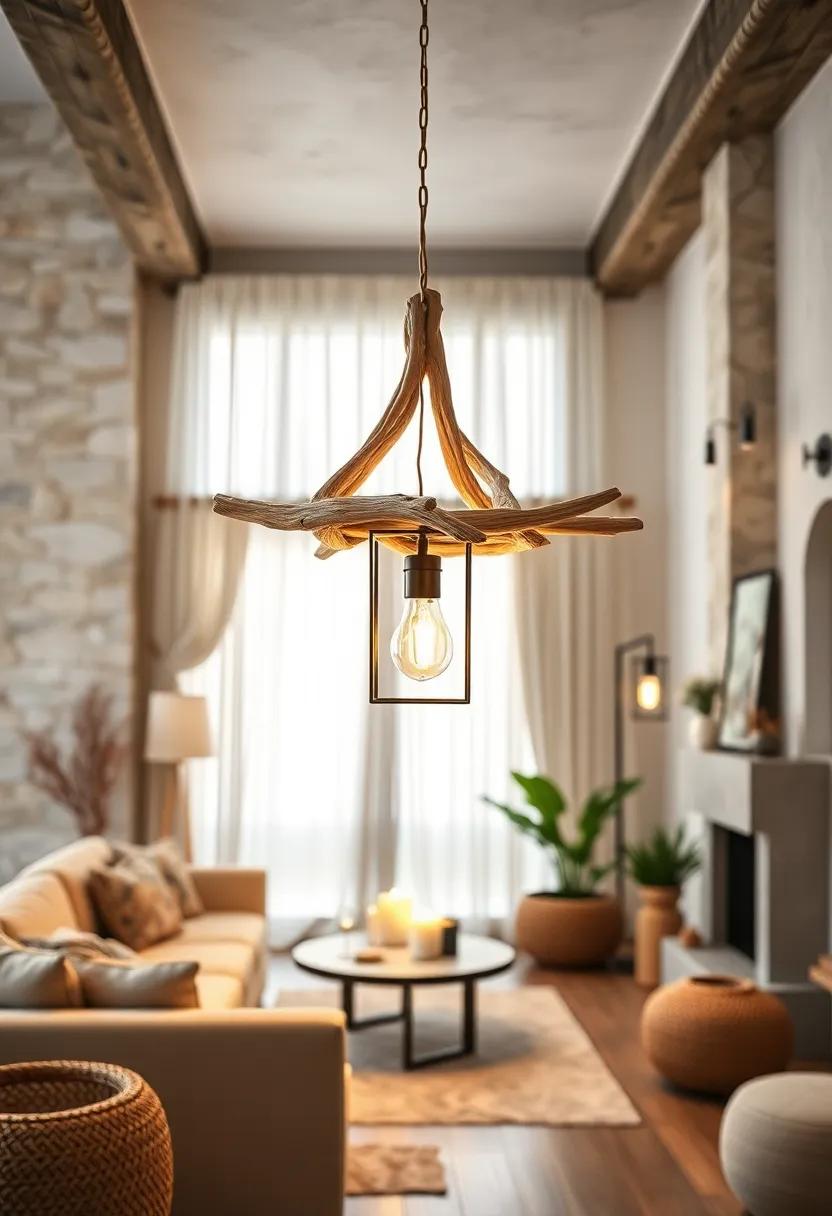 Driftwood Hanging‌ Lantern⁢ -​ Natural⁤ wood elements ‌combined ‌with ‌soft light evoke‍ a serene,beachy boho feel