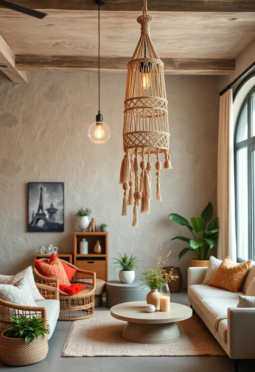 Macramé Lantern with Wooden ⁢Beads - Combines textile art with natural ​textures for a handcrafted look