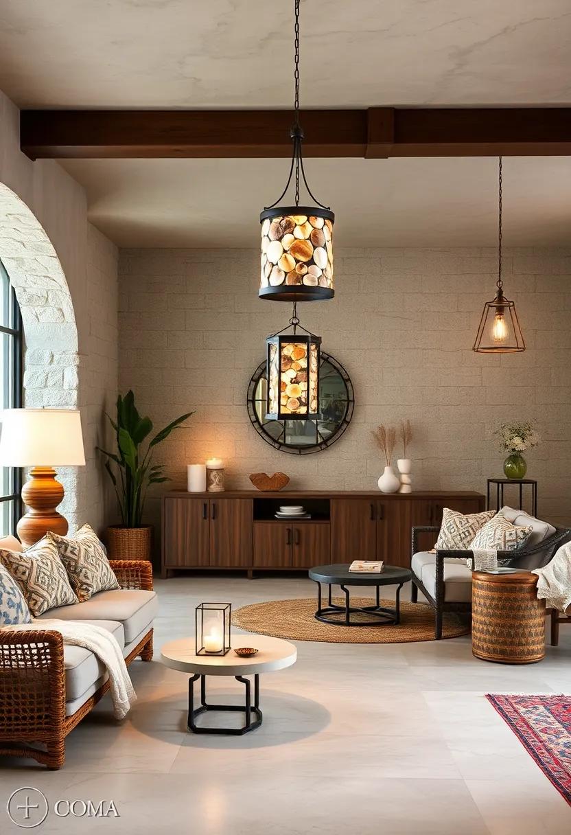 Shell ‍Inlaid Lantern⁤ - Natural sea elements⁤ embedded in a ​light fixture evoke coastal bohemian charm