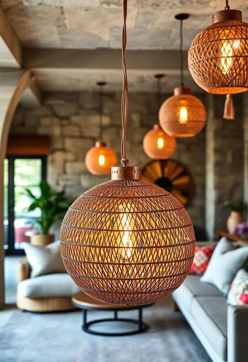 Woven Rattan Globe ⁣Lantern - A natural fiber design that casts⁣ warm, intricate ⁣shadows, adding ‍an earthy‍ boho vibe