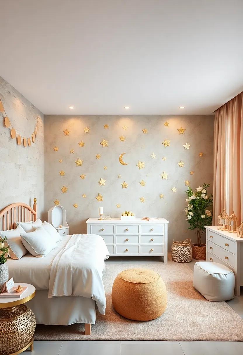 Metallic⁣ Gold Wall Decals Featuring ⁢Stars⁢ and ⁤Moons for a Magical Touch