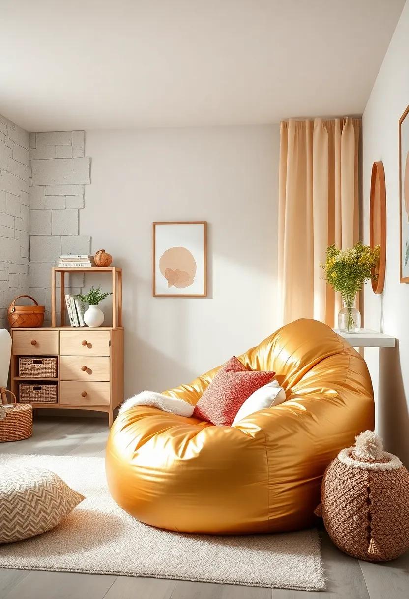 Plush ⁣Champagne Gold‍ Bean Bag ⁣Chair for ​Relaxed Nursery Lounging