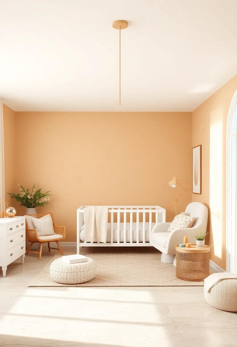 Soft Champagne gold Walls with ⁢Ivory Accents ⁢for a Warm ‌and Serene Ambiance