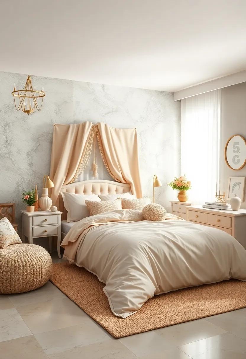 Soft Champagne ⁣Gold Bedding‌ set⁤ with ‍Subtle‍ Glitter ⁢Details to Spark Imagination