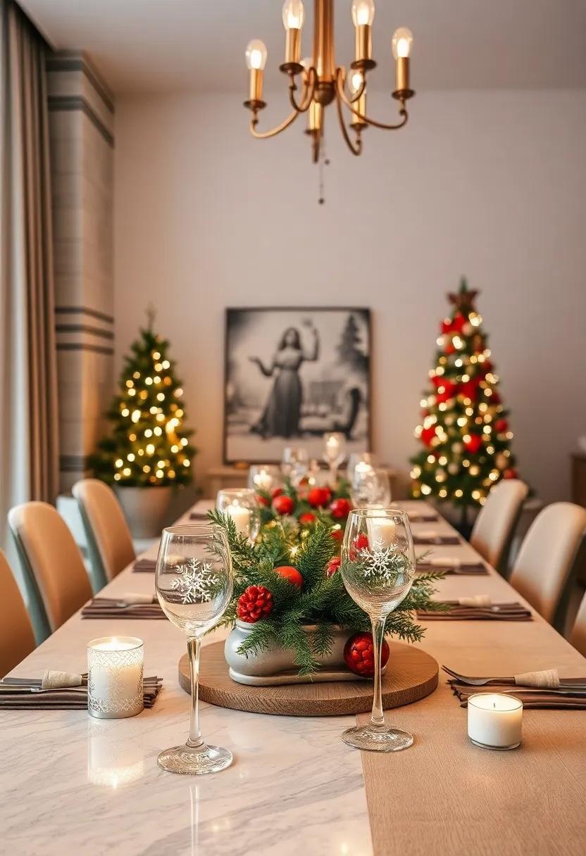 Elegant Glassware with Hand-Painted Snowflakes