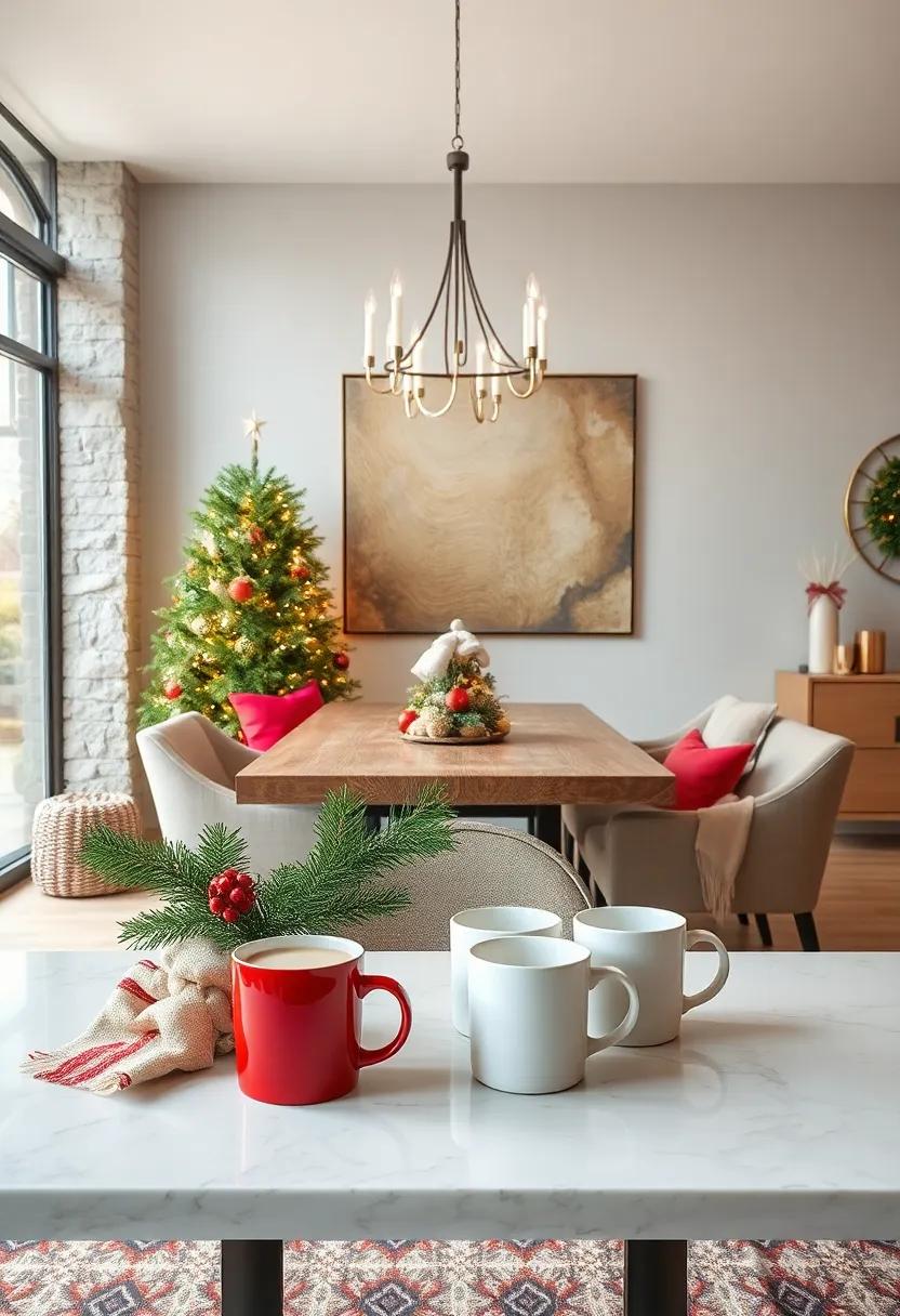 A Hot Cocoa⁤ Station with Festive Mugs Set Near ​the dining Room