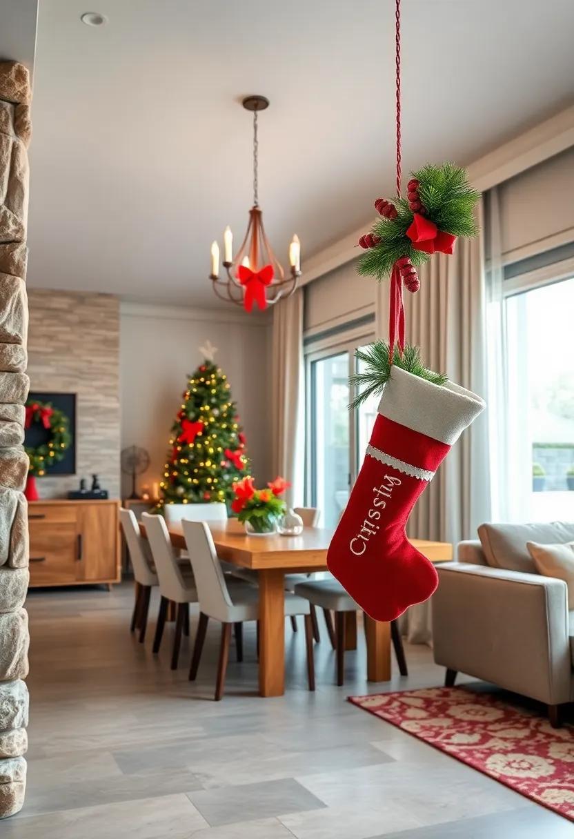 personalized Christmas Stockings Hung Alongside the Dining Area