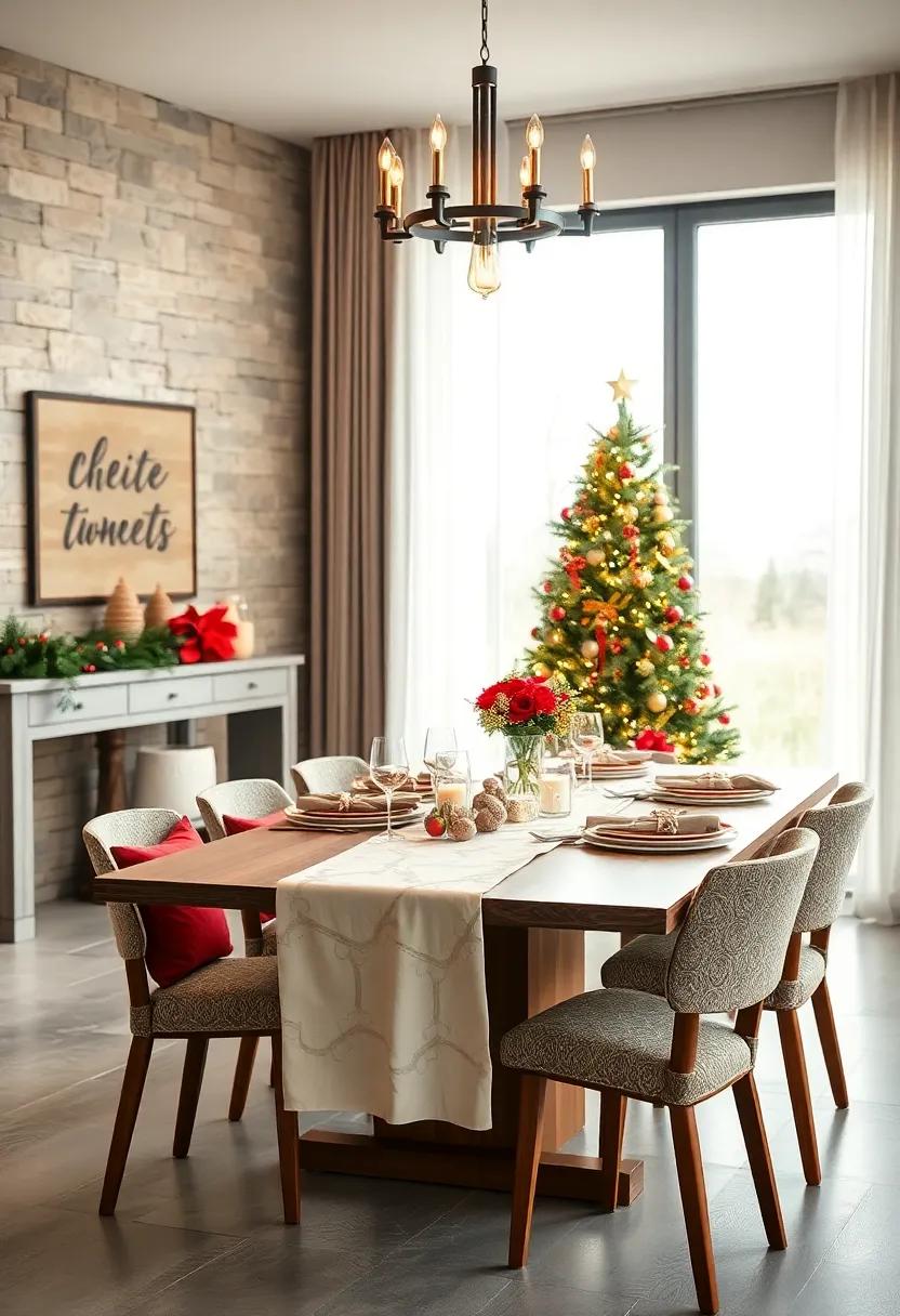 A Table Runner Made from recycled Wrapping ‌Paper for Eco-Friendly flair