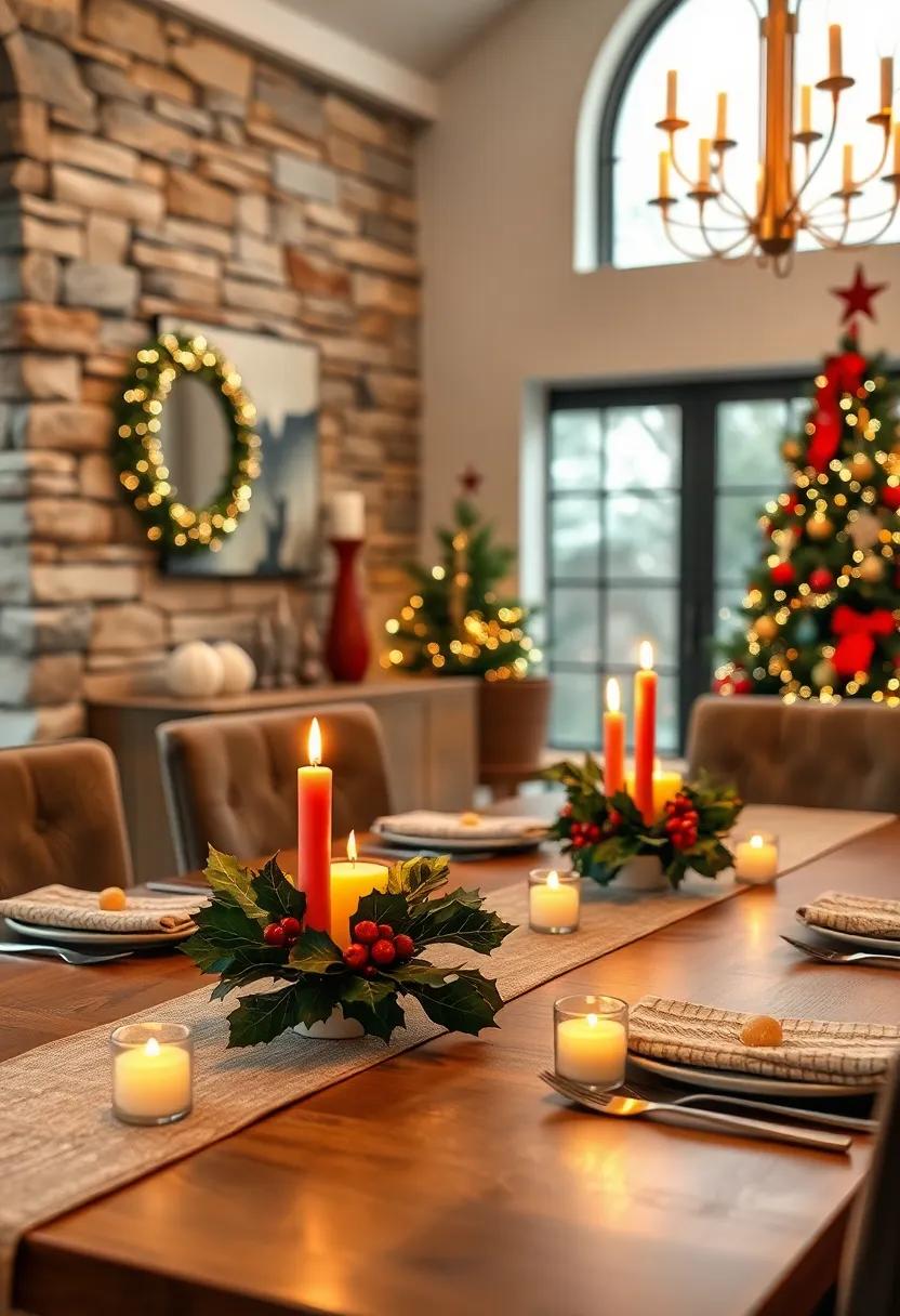 Votive Candles in‍ Holly leaf Holders to Illuminate the ⁣Table