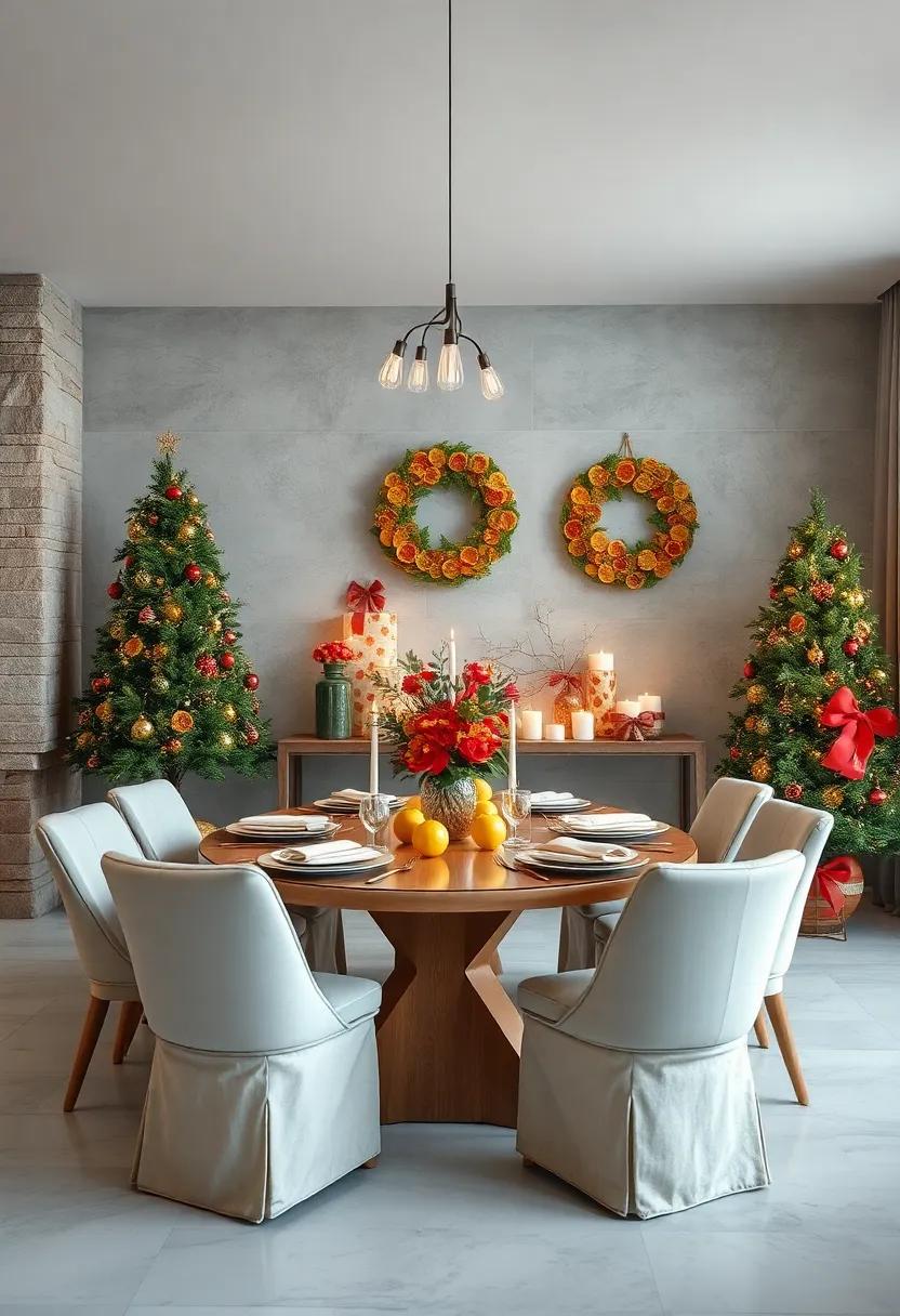 Wreaths Made of Dried Citrus Slices as Wall Decor
