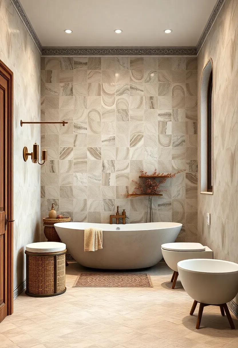 Arabesque Tiles: Graceful, curved shapes inspired by Islamic art add softness and sophistication