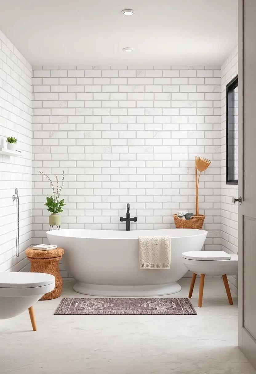 Subway Tiles: Classic white subway tiles offer a clean, timeless ⁤backdrop that suits both traditional and modern bathrooms