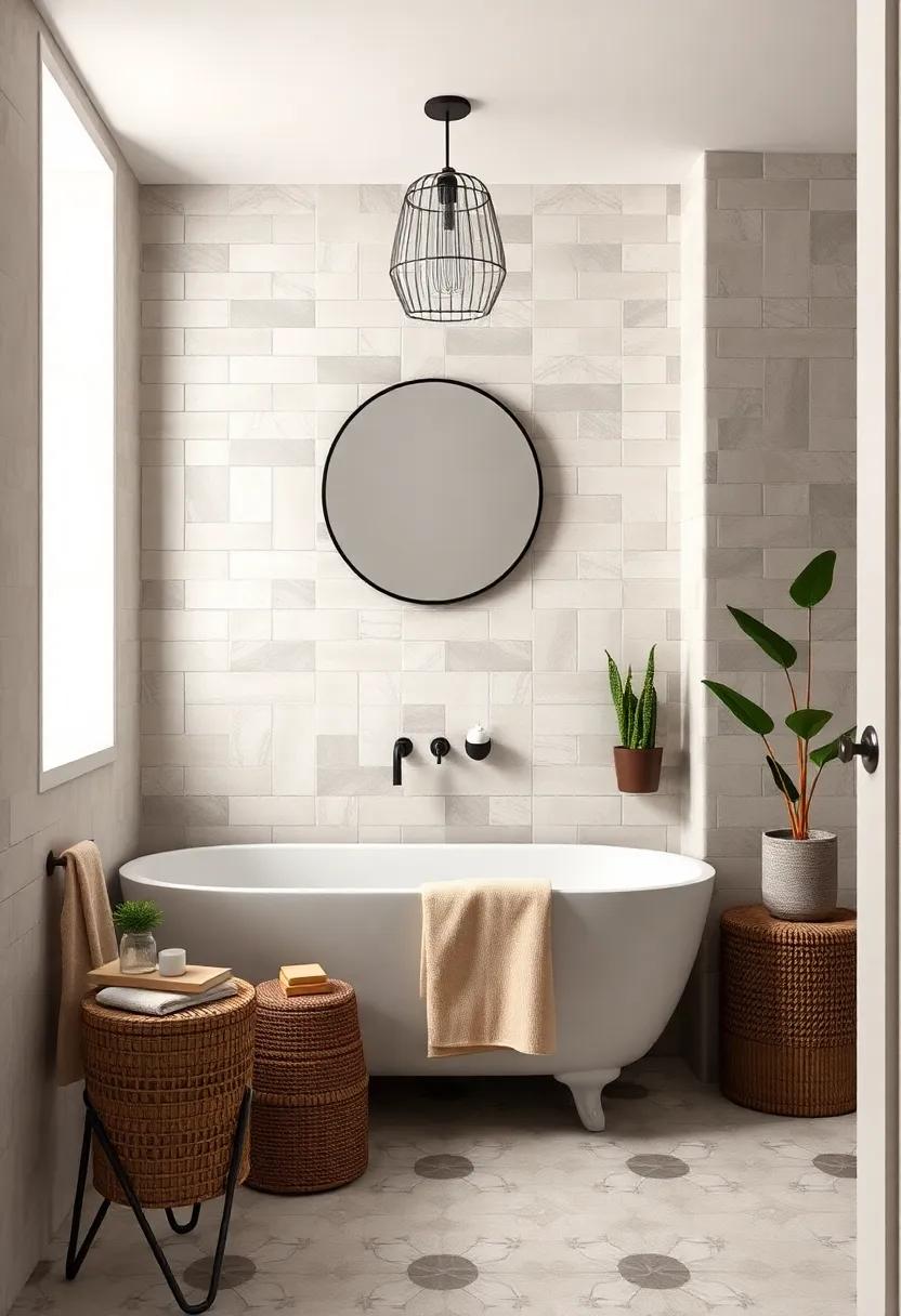 White Encaustic Cement: Matte finishes and timeless patterns in cement tiles create artisanal charm and durability