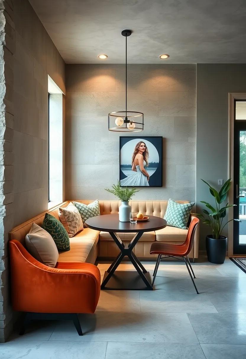 Incorporate a built-in bench with‍ plush⁤ cushions for a cozy⁤ and‍ space-saving‍ seating option