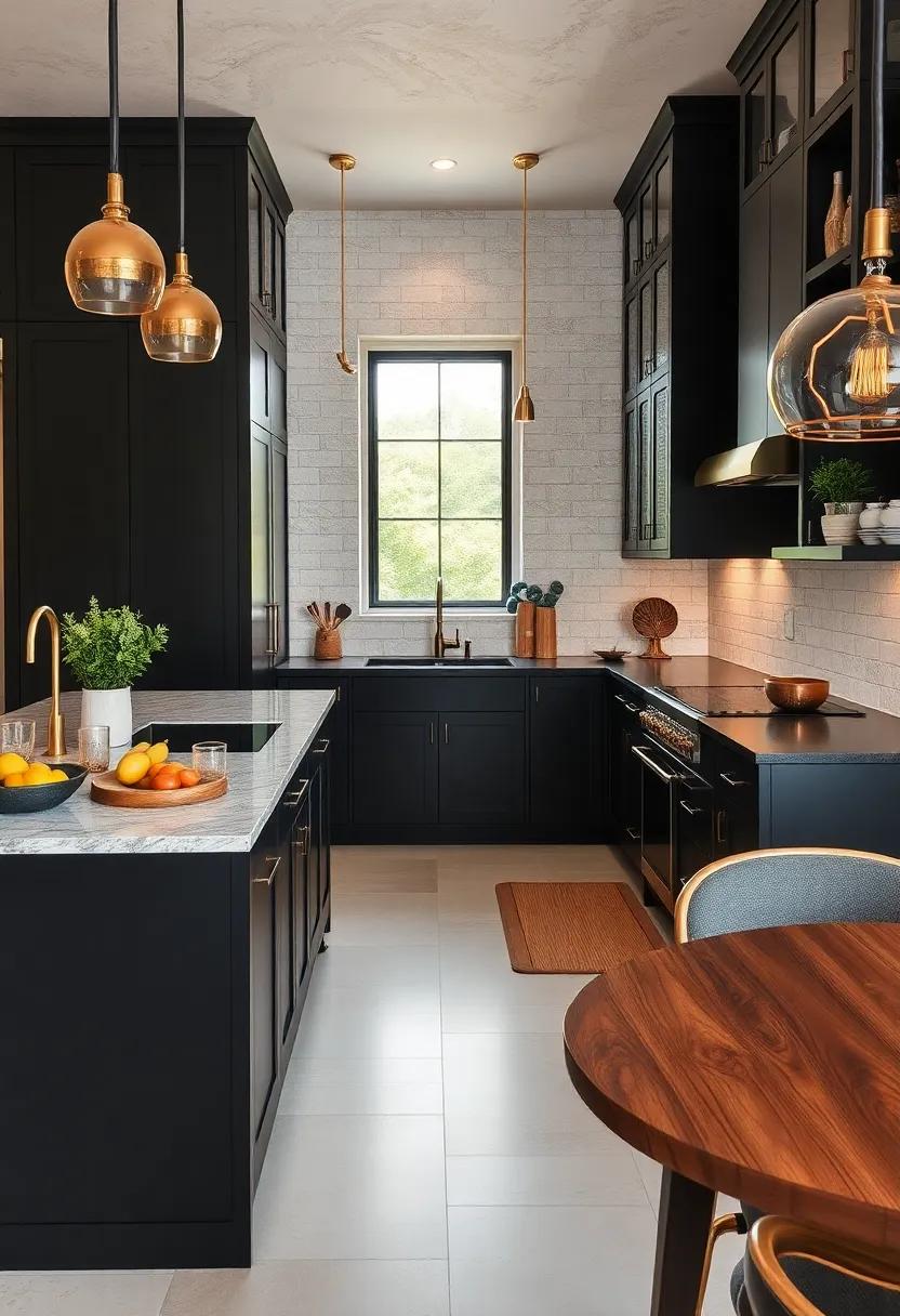 Bold Black and Brass: Combining matte black cabinetry with brass ⁣hardware ‍creates a striking ⁤contrast that balances modern edge with classic warmth