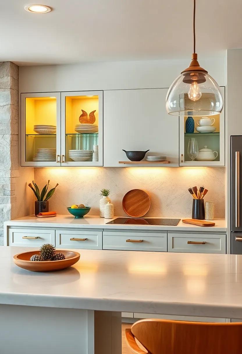 Elegant Glass Fronts and Subtle Metallic Fixtures: ​Glass-fronted cabinets allow a⁣ peek⁣ at ​eclectic dishware ‌framed by subtle metallic hardware⁢ for a curated, modern⁤ look