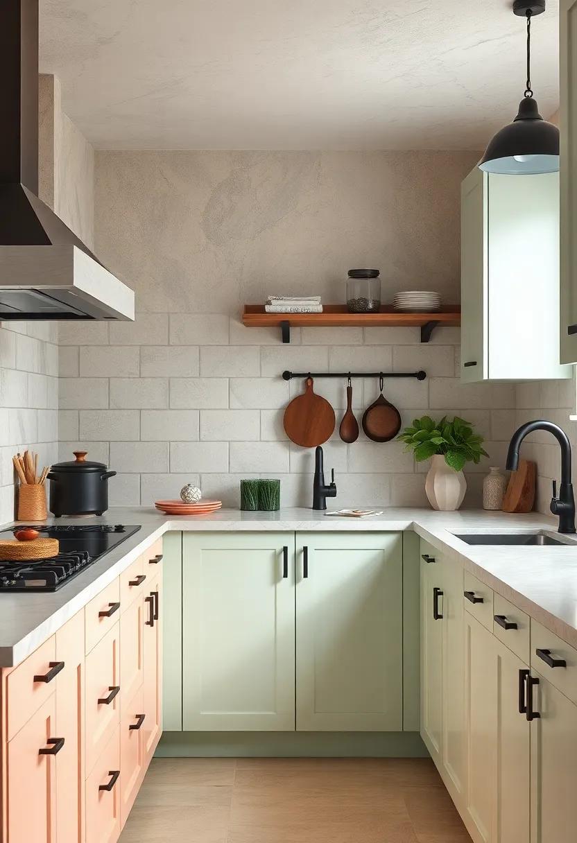 Retro Pastels‌ Meet Modern Matte Black: Soft pastel cabinets paired ⁢with ‍bold​ matte black‌ faucets and handles create a delightful ⁢fusion of eras