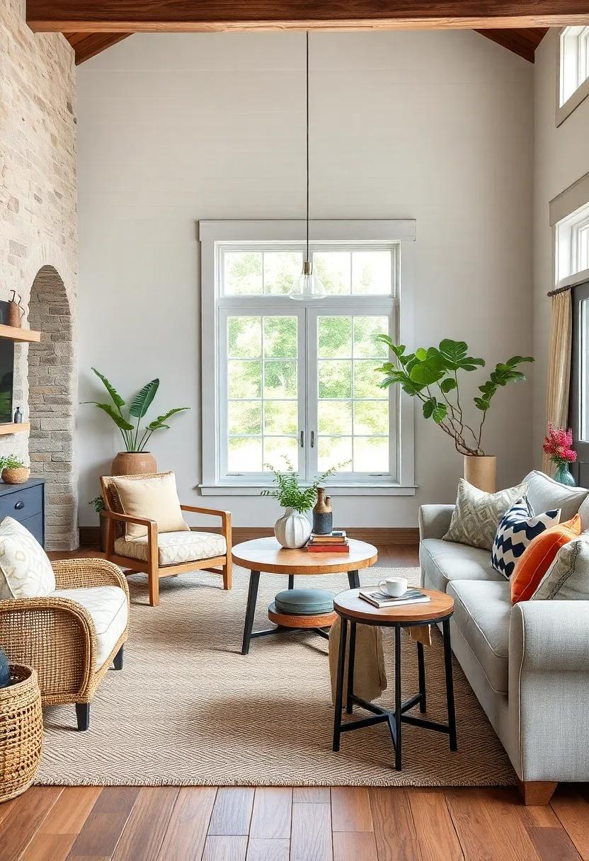 Arrange‌ a‌ mix of wooden‍ and ​metal⁢ stools or⁤ side chairs ⁢around a farmhouse-style side‌ table for⁣ casual⁣ seating