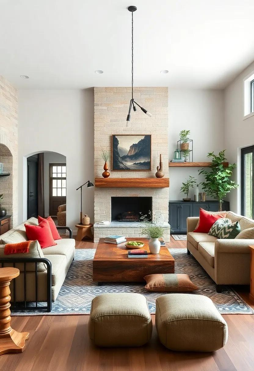 Embrace natural wood accents with reclaimed‌ barnwood⁣ coffee​ tables and ‍shelving to bring rustic charm into your living room