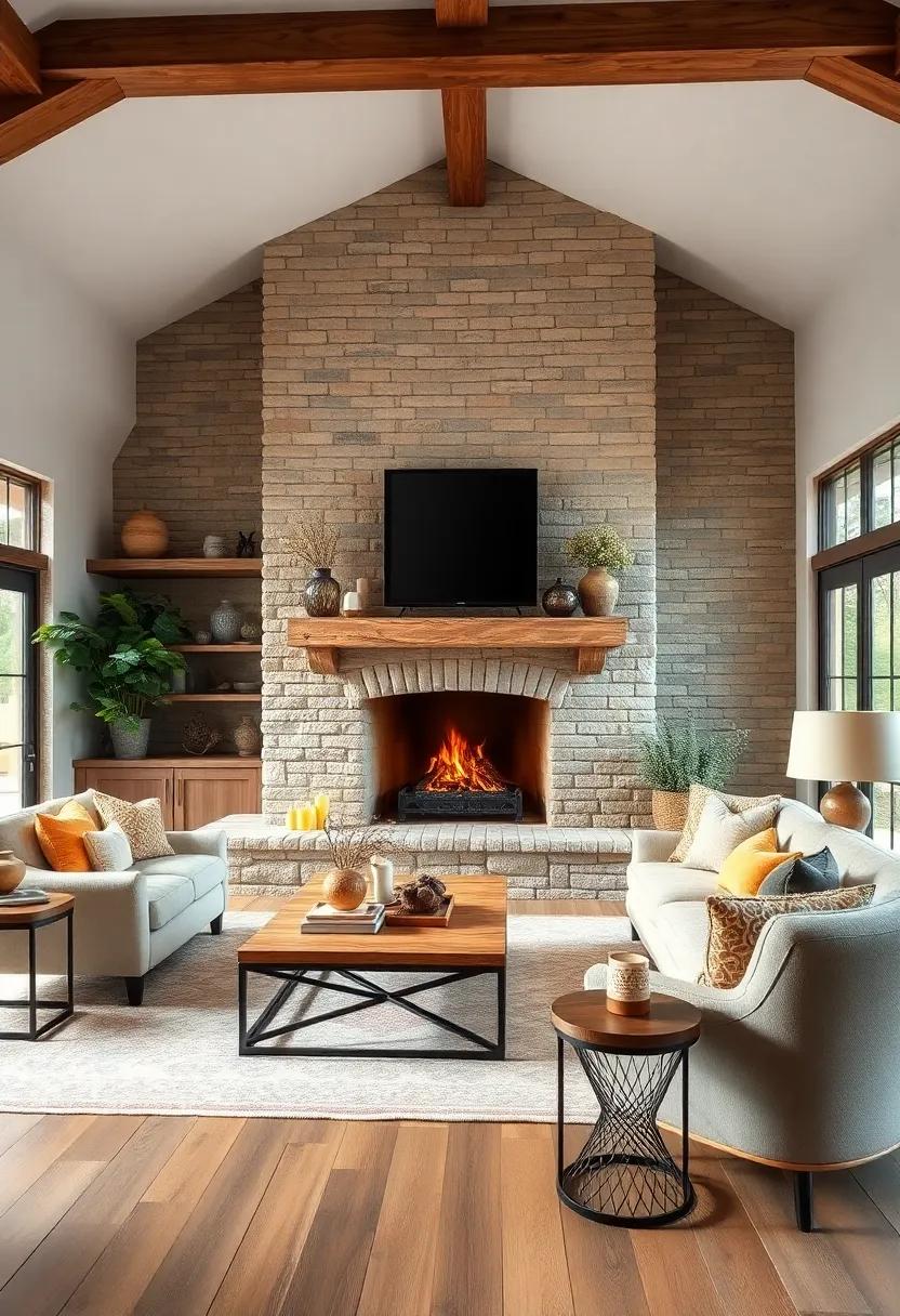 Incorporate a farmhouse-style stone or brick ⁢fireplace ‌as a focal point ‍that invites cozy gatherings