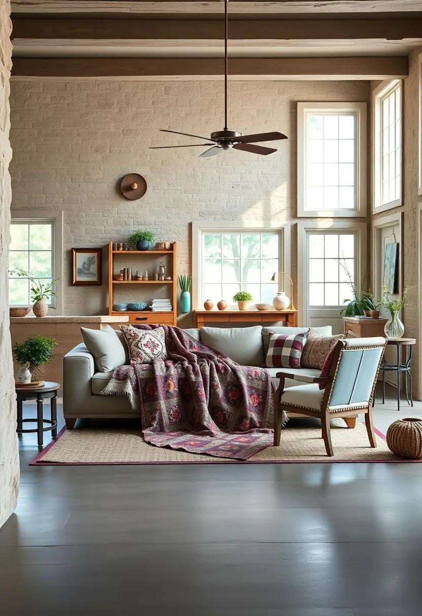 Place a handcrafted quilt draped over a sofa or armchair for​ a nostalgic farmhouse touch