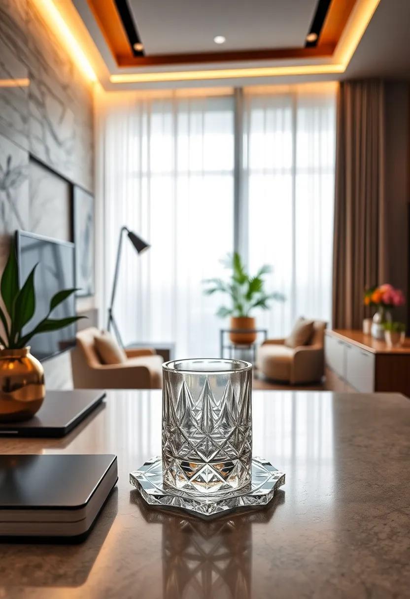 Crystal-Cut Beverage⁤ Coaster‍ Set with a Glamorous Edge