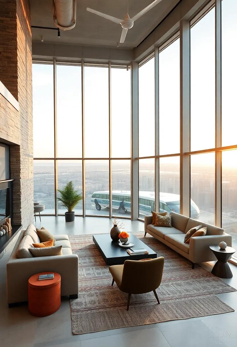 Bathed in natural light, this penthouse's immense windows capture both sunrise and sunset, offering a dynamic daily spectacle