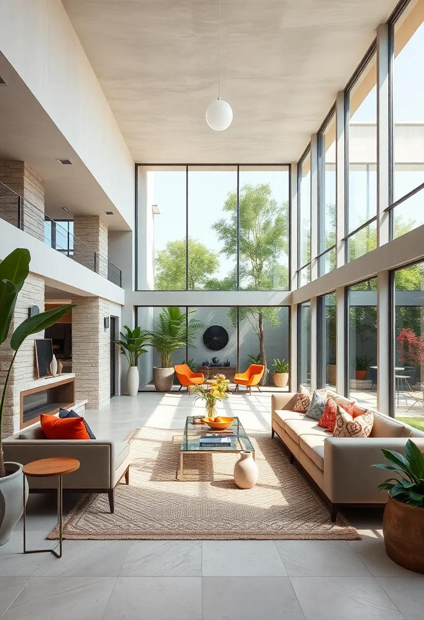 The glass-enclosed courtyard at the heart of this house blurs the line between indoor comfort and outdoor beauty