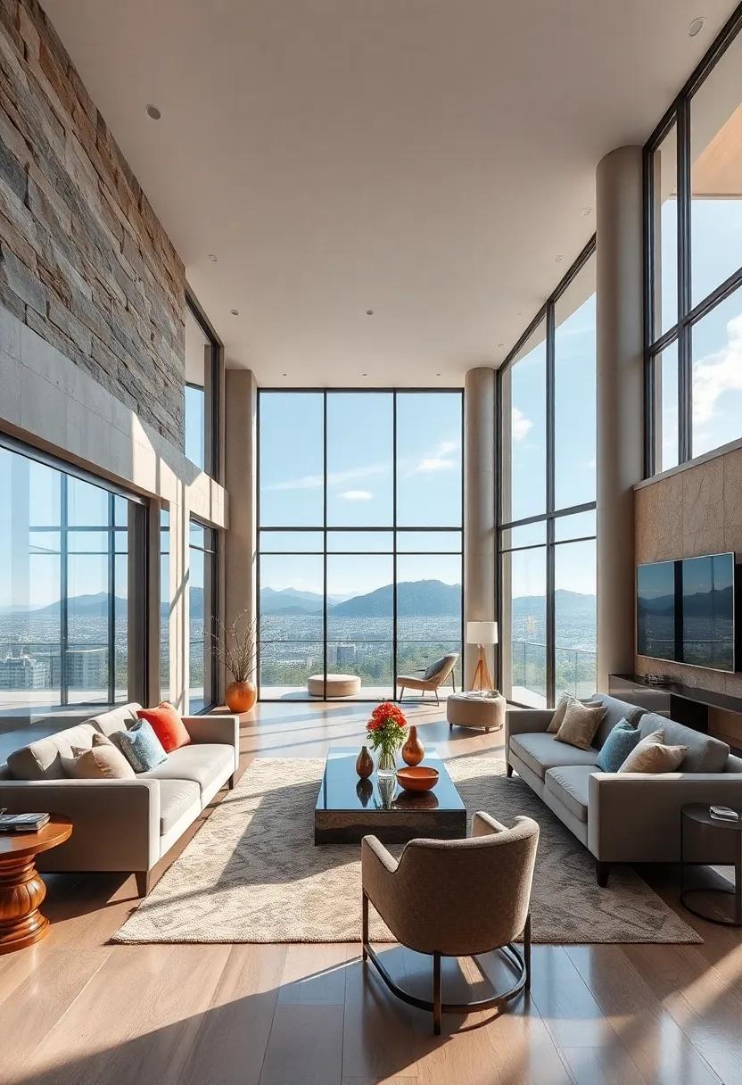 A modern masterpiece, this luxury home's floor-to-ceiling windows offer sweeping views of the cityscape and distant hills
