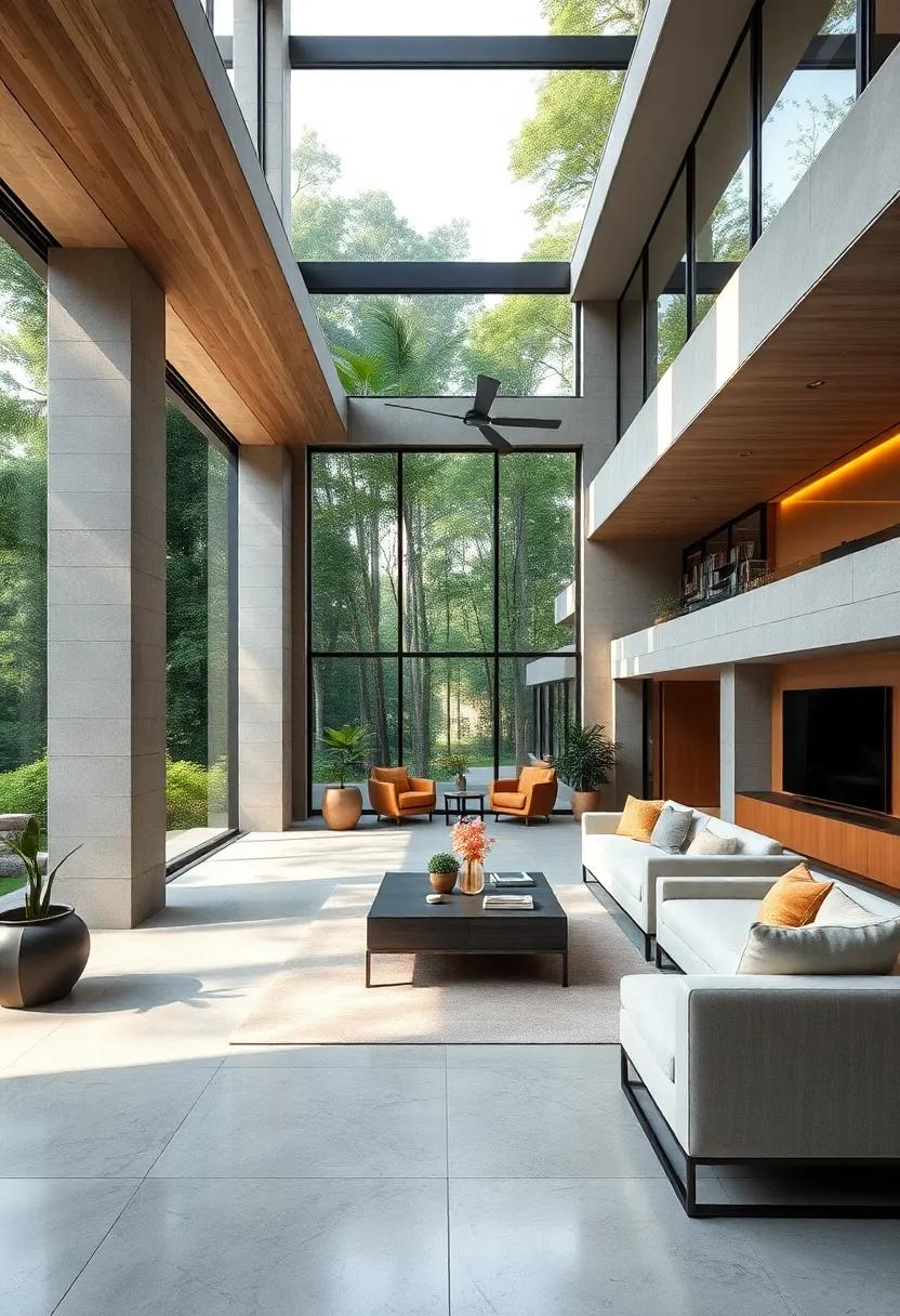 Set amidst lush greenery, this luxury villa uses floor-to-ceiling glass panels to seamlessly connect the interior with its serene forest surroundings