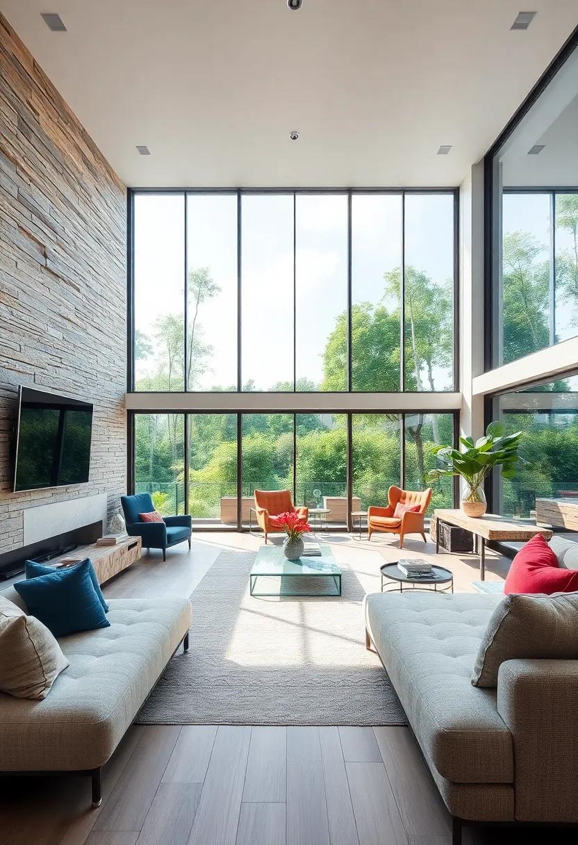 This eco-conscious luxury home integrates floor-to-ceiling windows with sustainable design, embracing transparency and nature alike