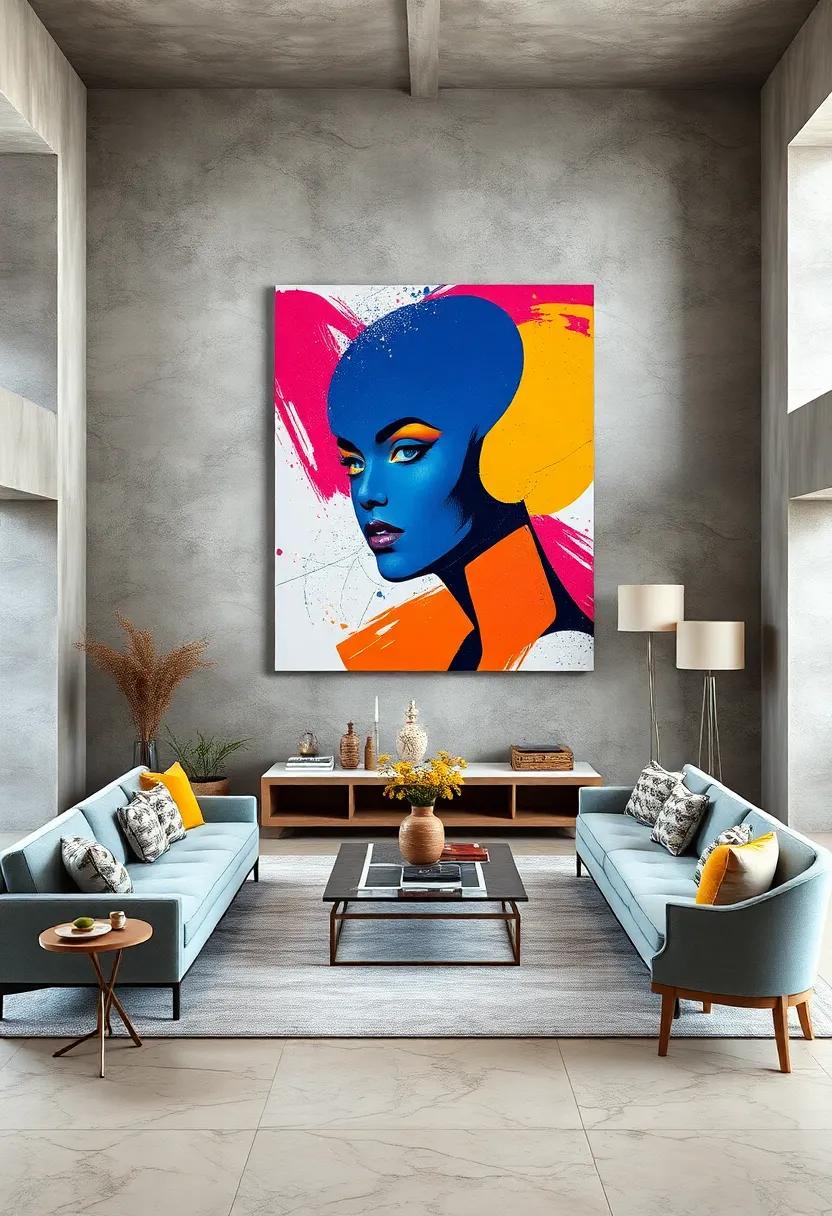 Pop Art⁢ Giants: bold colors‌ and⁤ iconic imagery in​ oversize prints ‌inject fun and ⁣retro flair into modern ⁢interiors