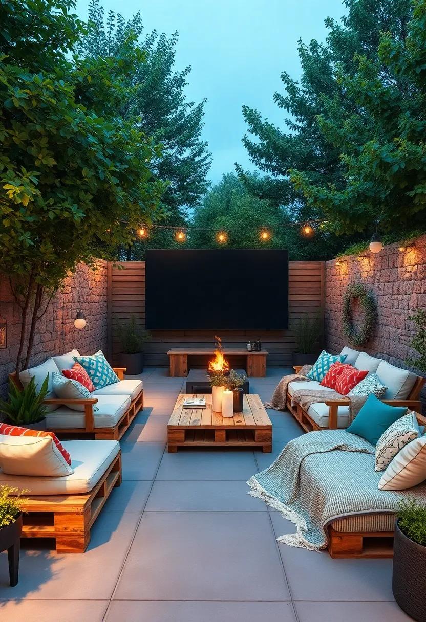 Outdoor⁤ Cinema: Pallet lounges paired with​ a DIY pallet ‌pallet-screen and​ cozy blankets for movie nights under the stars