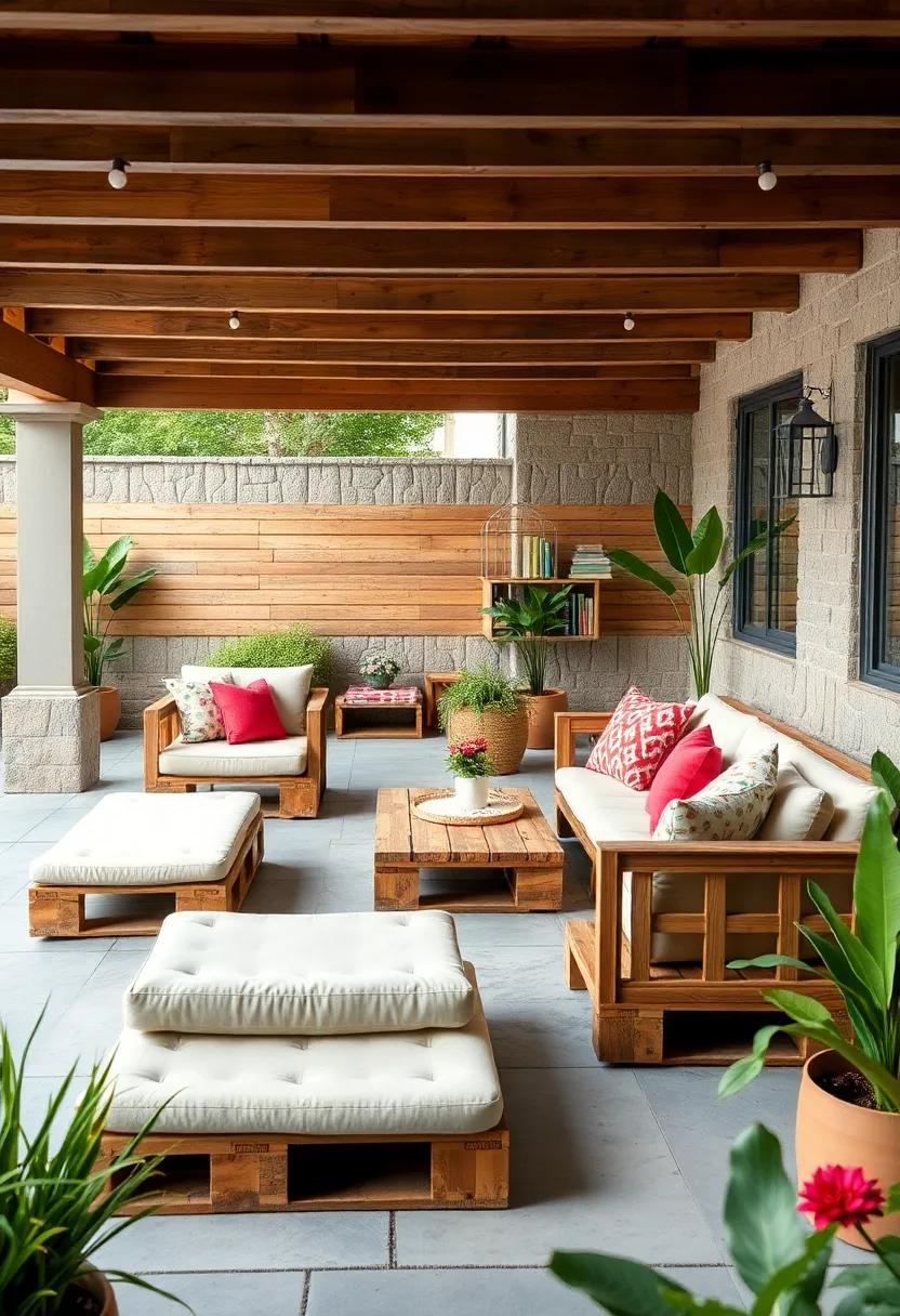 Mid-Century Modern: Clean lines and tapered​ legs attached to pallets, adorned with ⁣retro-inspired fabric cushions