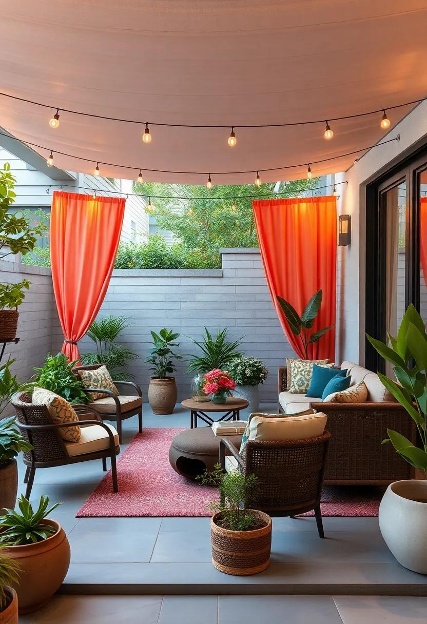 Hang Colorful Outdoor Curtains for Privacy and Style