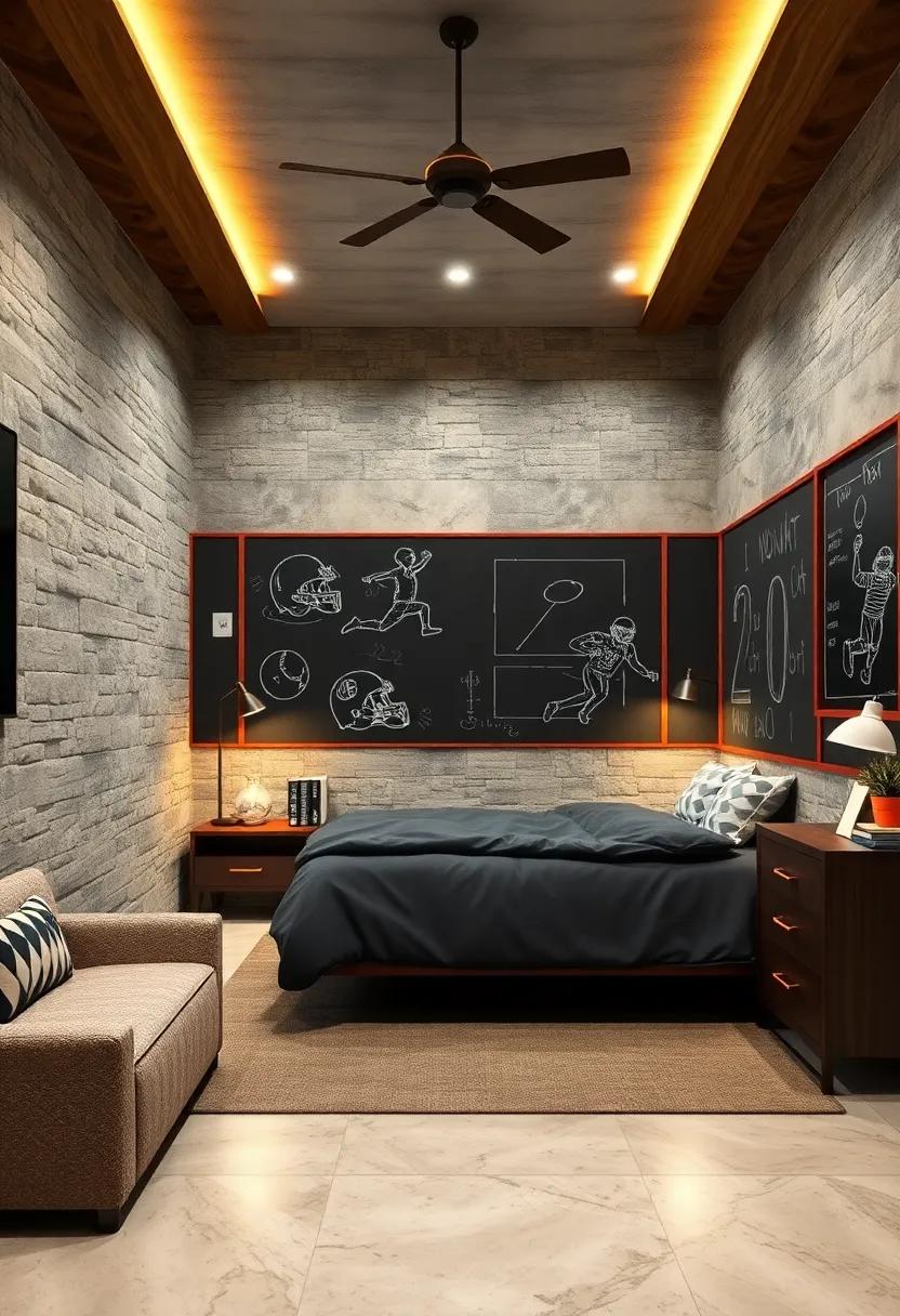 Chalkboard ⁢walls for drawing plays or keeping track of scores